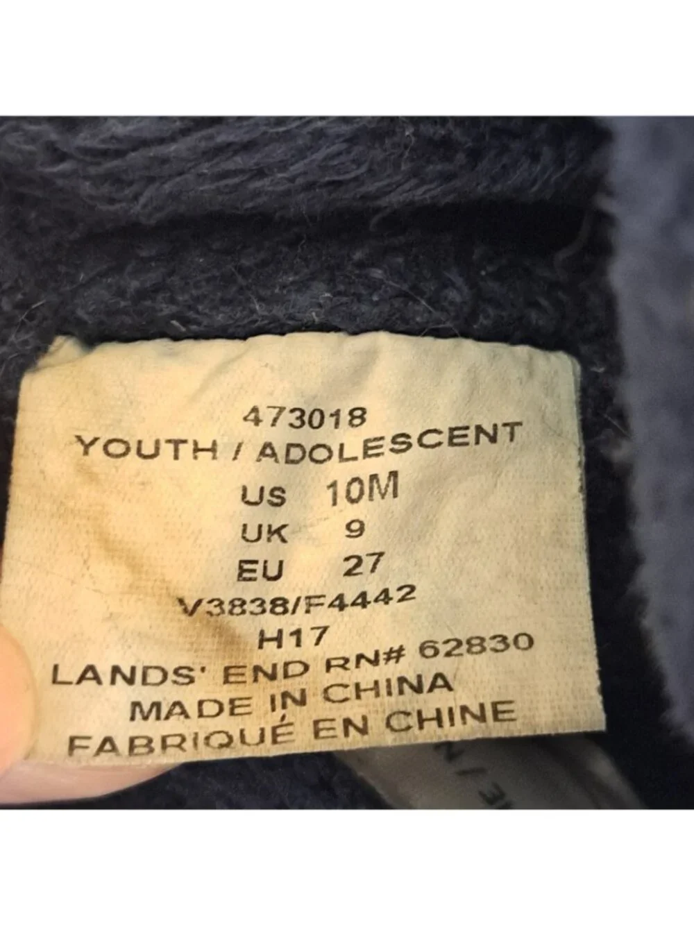 Lands' End Youth US 10 Navy Blue Snow Boots